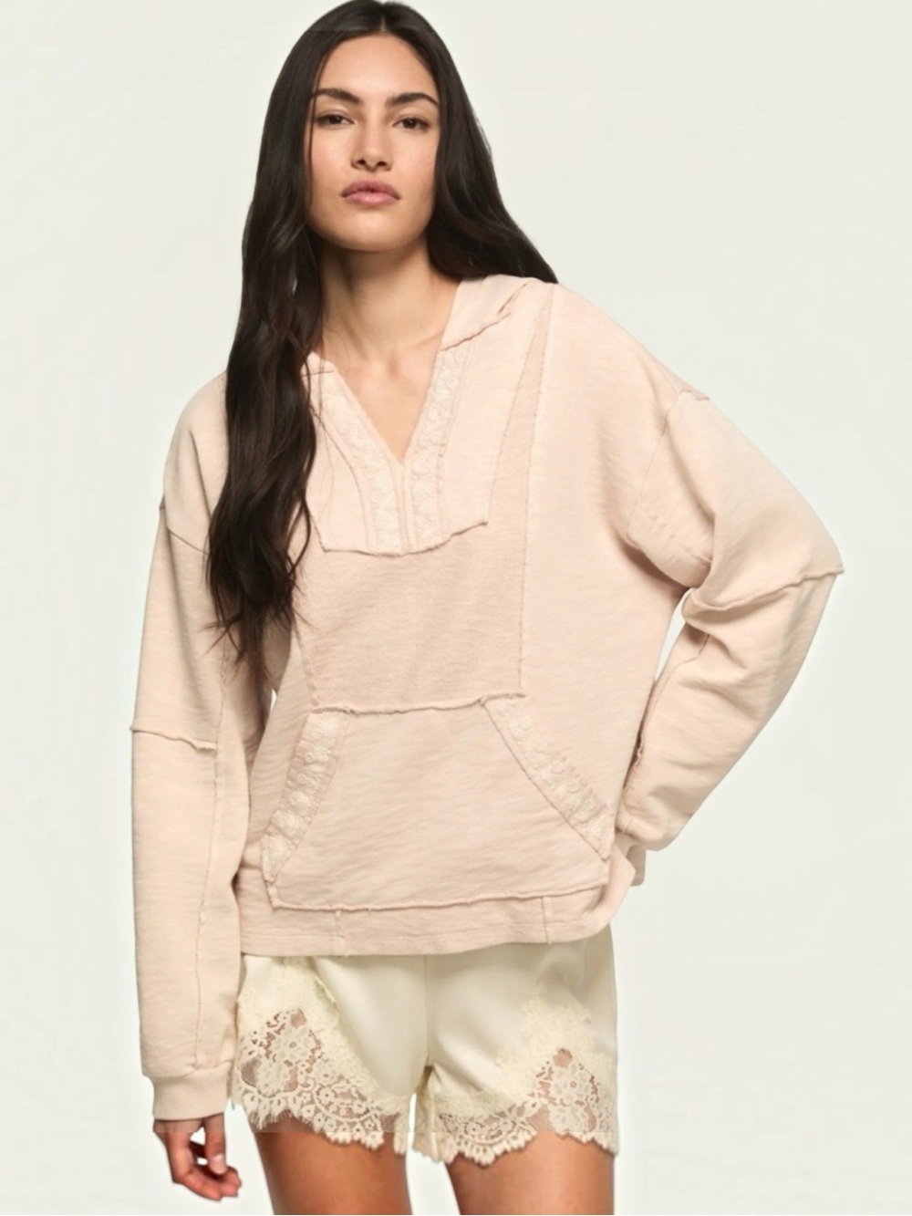 aerie Pale Blush Off Shoulder Oversized Sweatshirt XS